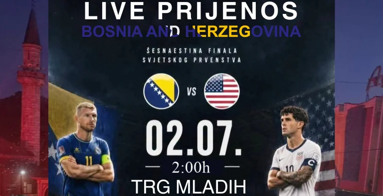 Live prijenos utakmice BiH – SAD na Trgu mladih u Velikoj Kladuši