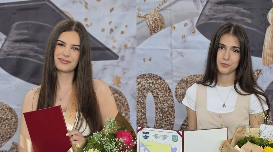 Nadija Mujanović i Amra Mustedanagić učenice generacije JU Druga srednja škola Velika Kladuša
