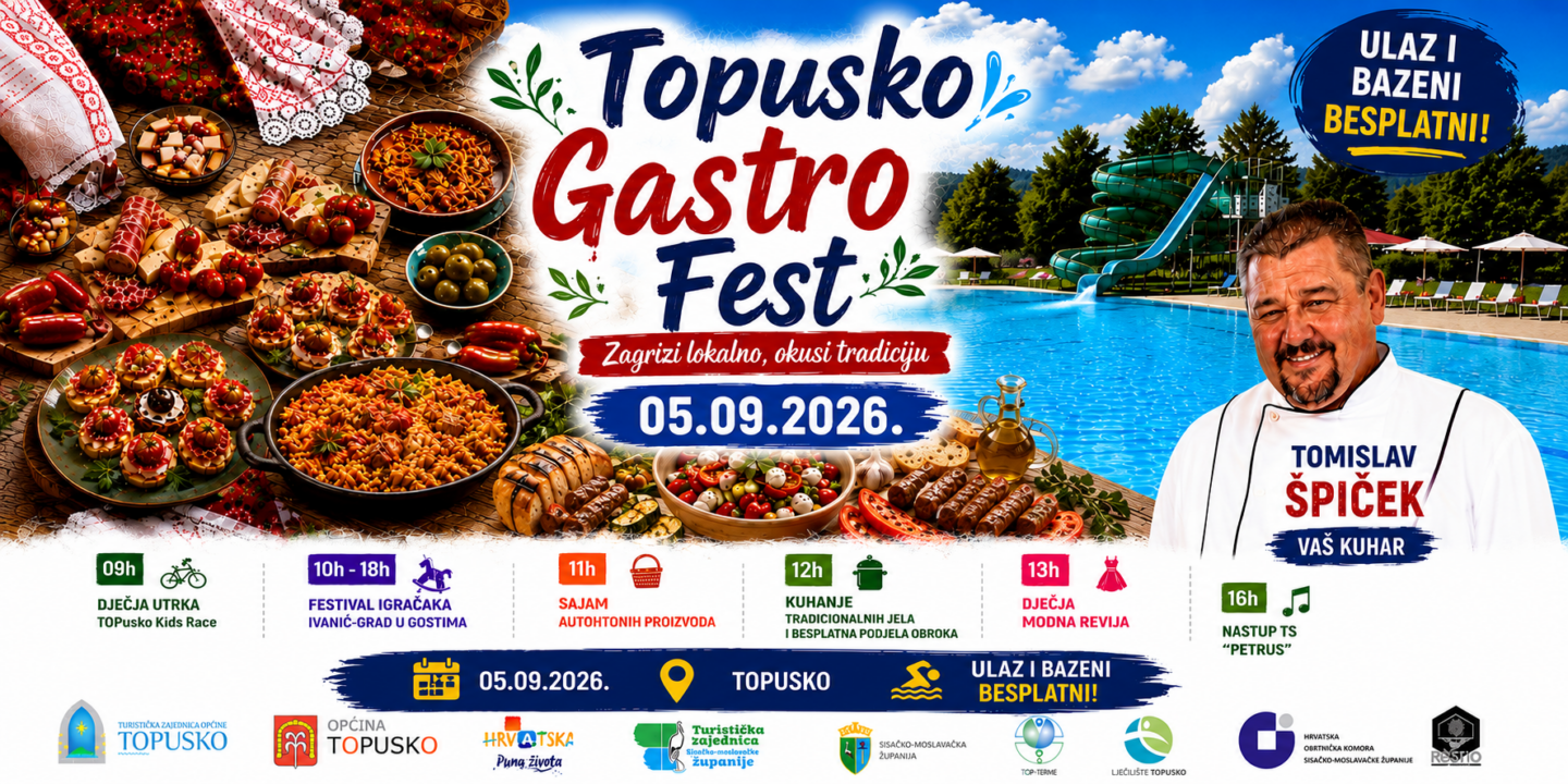 U subotu, 05. septembra “Topusko Gastro Fest 2026.”